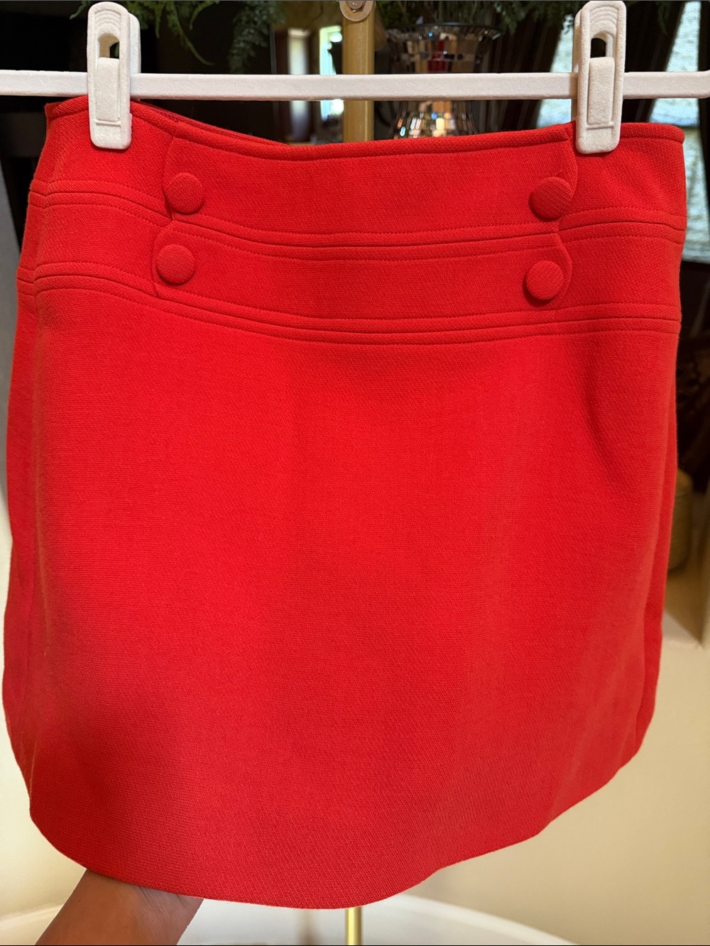 Paul & Joe Bold Red Button-Trim Mini Skirt